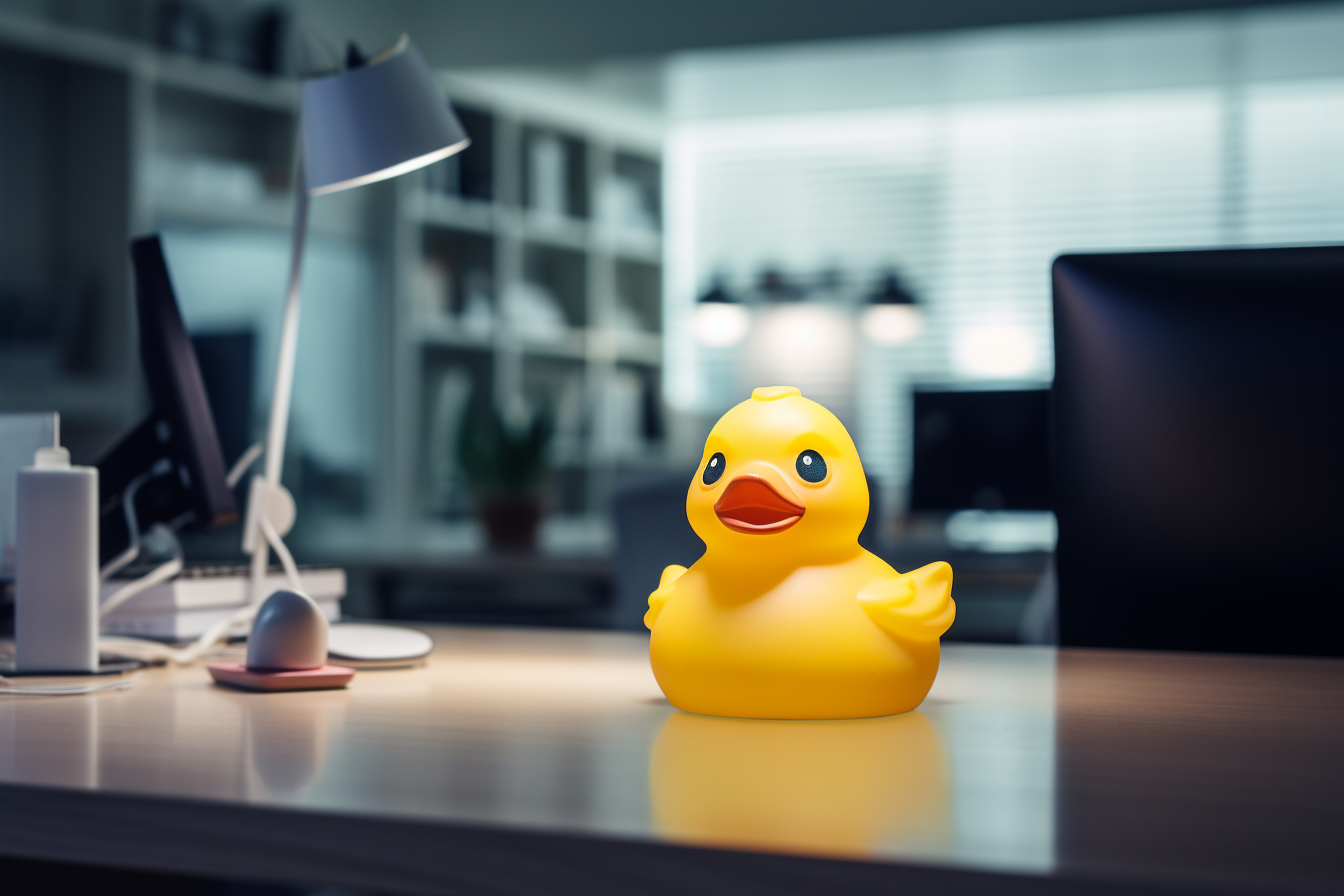 jalokim__a_photo_of_a_small_yellow_rubber_duck_on_a_modern_offi_6757b9f2-153d-49c1-b2cd-bf52d2e6069a